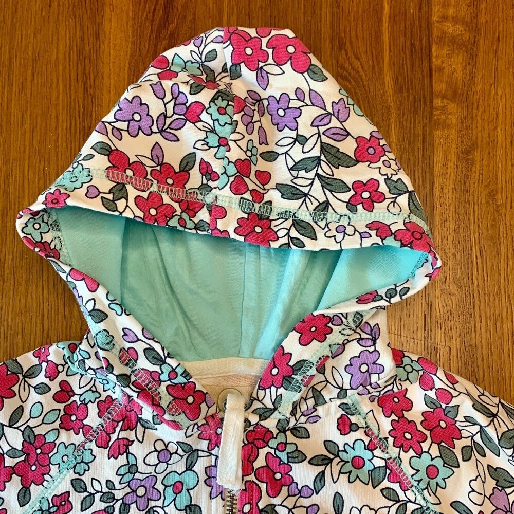 PEEK Floral Hoodie Jacket Girls 2 2T EUC Pink Spring Flowers Cotton Toddler Girl - Picture 3 of 6